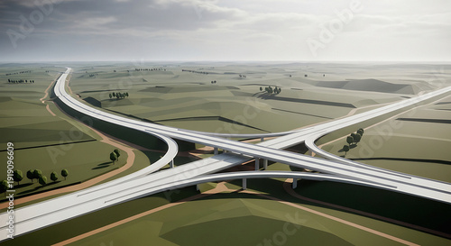 Wallpaper Mural Modern highway interchange in green landscape Torontodigital.ca