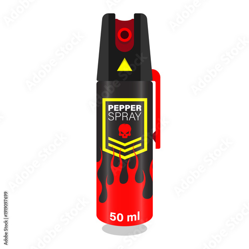Pepper spray canister protecting from attacker vector illustration