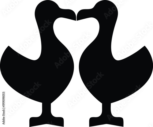 albatross pair lifelong bond dance silhouette vector illustration on transparent background