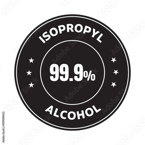 99.9% Isopropyl Alcohol black and white vector icon Illustration