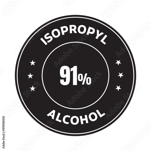 91% Isopropyl Alcohol black and white vector icon Illustration