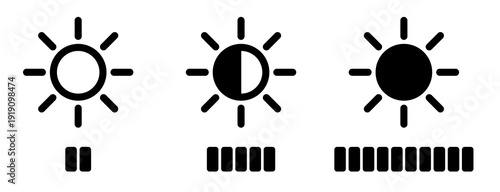 Brightness and contrast icon. Contrast level icon. mobile brightness settings - Stock vector