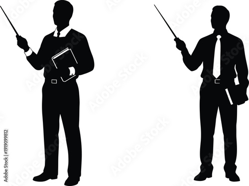 Two silhouette figures holding batons or bats