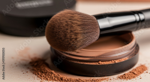 Wallpaper Mural Makeup brush applying powder from open compact with spilled powder Torontodigital.ca