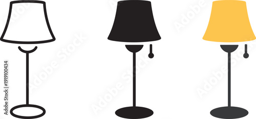 Table lamp flat vector icon set. Desk lamp vector design illustration for light