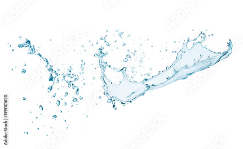 Water splash and drops closeup