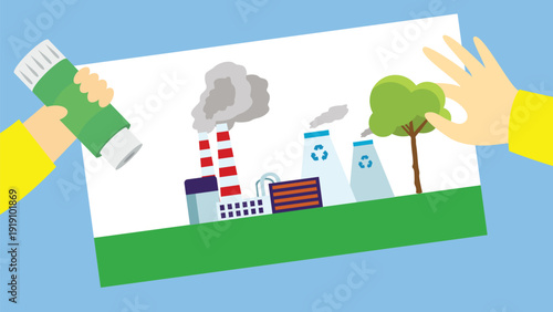 Ecology concept. Pollution of the environment. Vector illustration.
