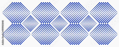 Blue hexagon halftone pattern with diamond shapes. Modern geometric background. Abstract technology texture