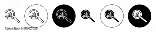 Analysis icon set in black filled and outlined style. suitable for UI designs