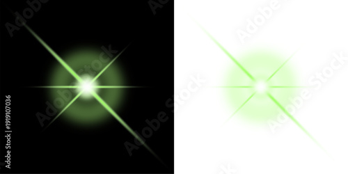 Energetic green star flare effect, versatile for digital design projects