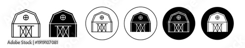 Barn icon set in black filled and outlined style. suitable for UI designs