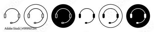 Customer support icons in black filled and outlined set