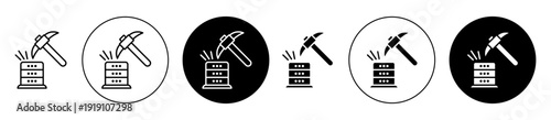 data mining icon set in black filled and outlined style. suitable for UI designs