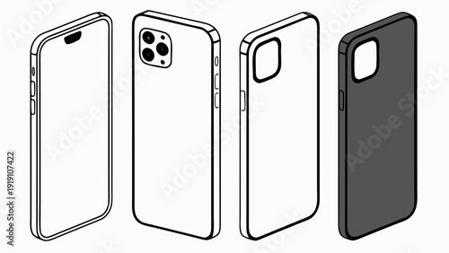Four different views of phone cases Vector