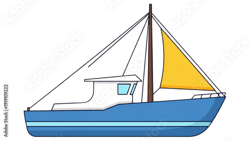 Detailed vehicle autocad blueprint of a sailboat in a technical drawing format viewed from the side