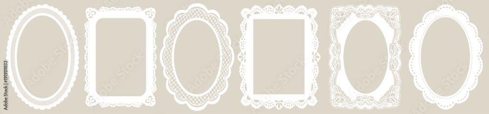 Foto White whimsical lace frames and white borders