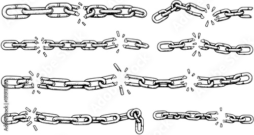 Broken Chains: Hand-Drawn Symbol of Freedom  Liberation