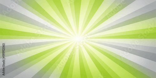 Bright sunburst illustration featuring a colorful abstract background with rays of green and blue light, creating a vibrant summer nature design and energetic star glow pattern vector