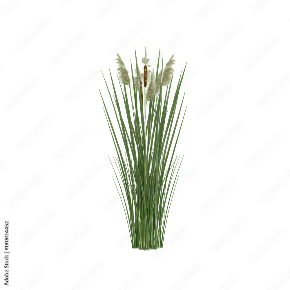 Fototapeta premium Tall Green Reeds with Fuzzy Brown Tops