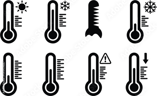 Street Thermometer Icon Temperature Vector Outdoor Thermometer Weather Icon Set