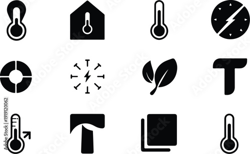 Street Thermometer Icon Temperature Vector Outdoor Thermometer Weather Icon Set