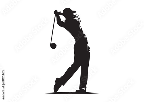 golf players logo silhouette vector, golf player golfer swinging silhouette illustration, playing golf swing pose logo silhouette, golf player plying golf logo vector silhouette on white background