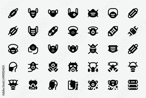 Hospital Face Masks Icons Set