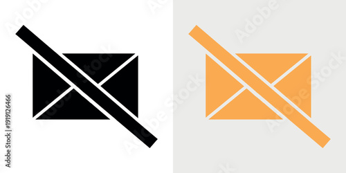 Black and orange envelopes with diagonal lines symbol