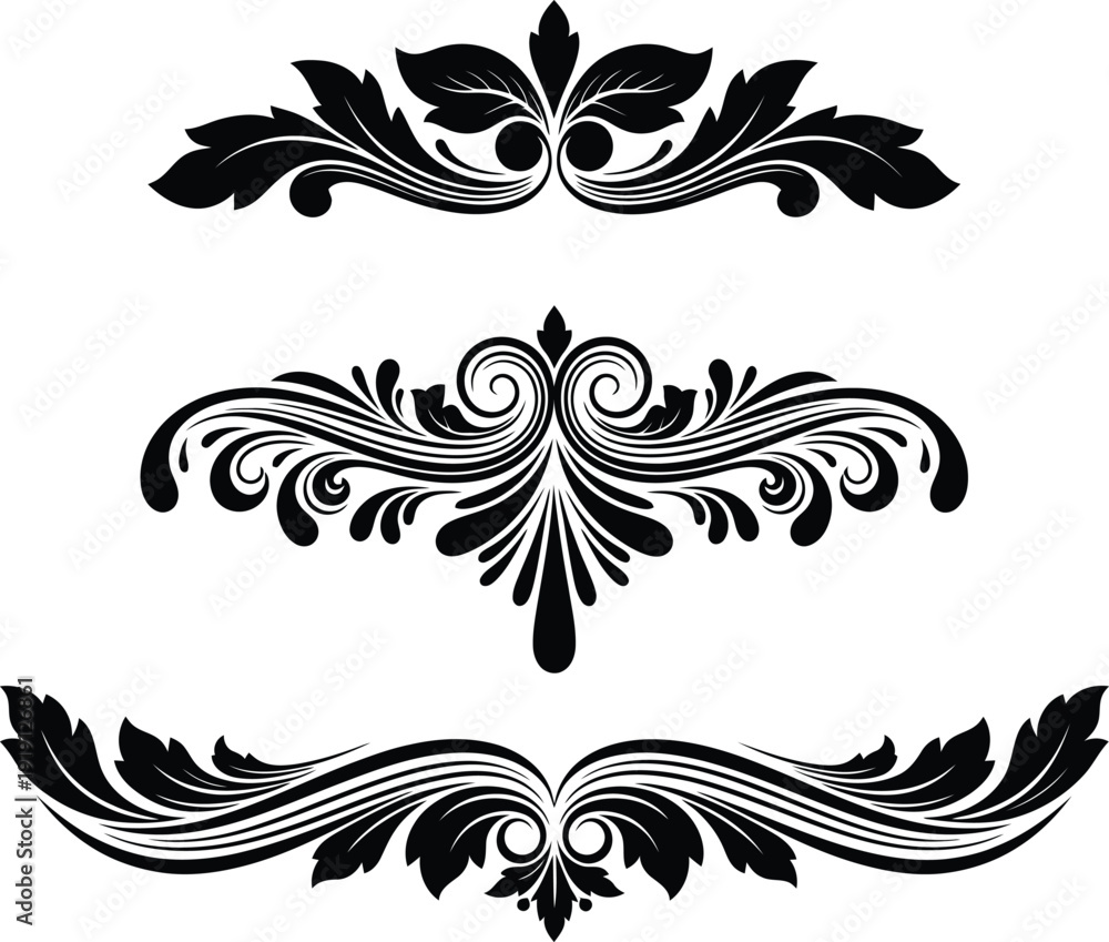 Obraz premium ornate floral designs on white background