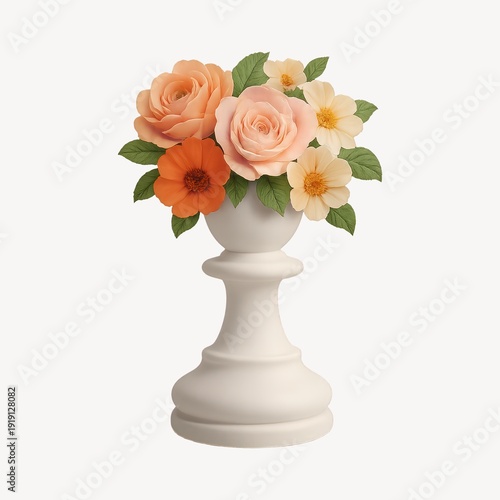 Elegant floral arrangement on pedestal.