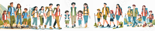 Vector of family doing hiking