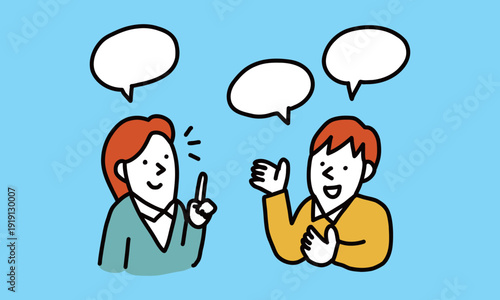 悩みや相談について話し合う男女二人のイラスト