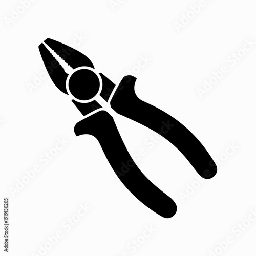 A simple black silhouette of pliers