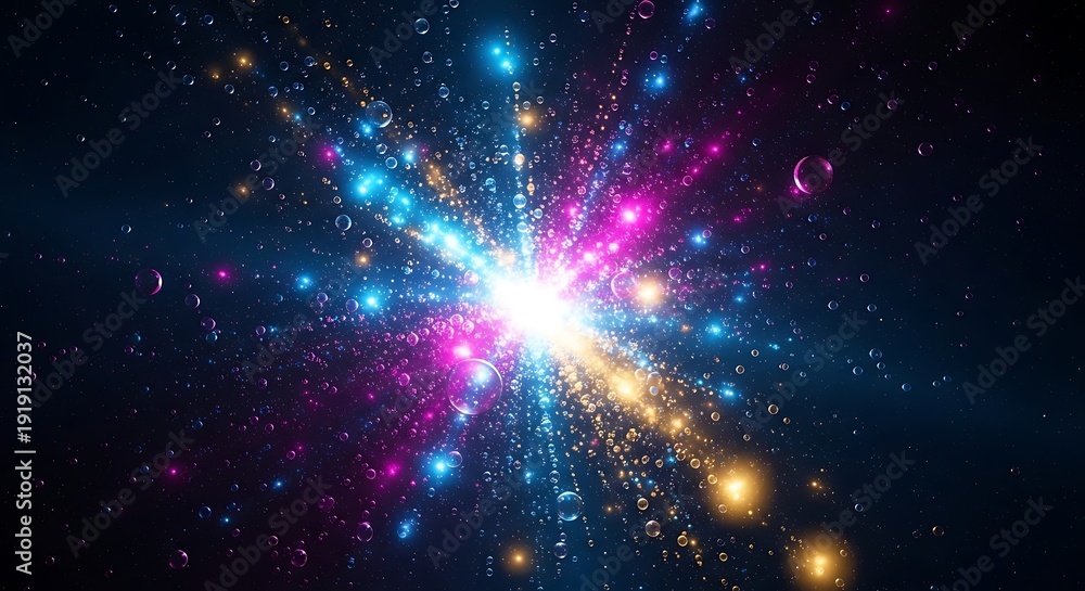 Fototapeta premium Cosmic explosion with vibrant nebula stars and colorful stardust in deep space