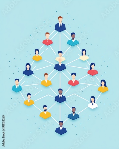 Leadership diagram flat design organizational growth theme animation colored pastel