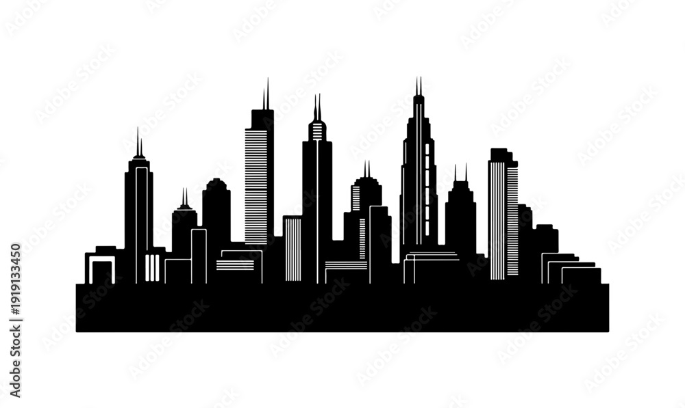 Obraz premium Modern Skyline Vector Illustration - Minimalist Cityscape
