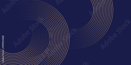 abstract blue gold stripe line, geometric circle texture background, futuristic technology, retro styled concept vector background