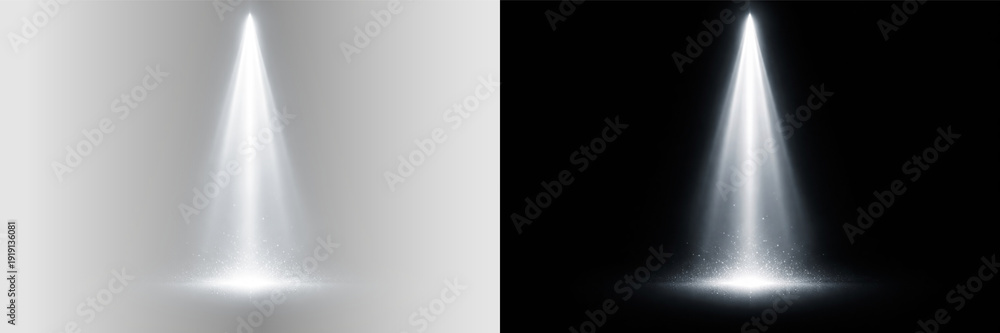 Ταπετσαρία Glowing white spotlight ray, abstract luminous beam with soft haze and radiant p