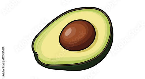 Healthy fresh avocado half with pit on white background