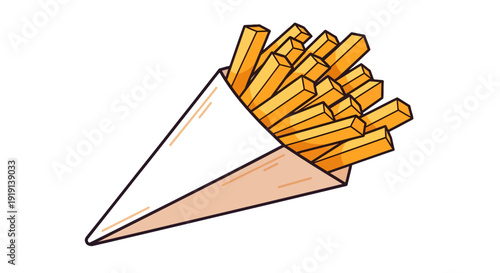 Delicious crispy golden french fries served in a paper cone