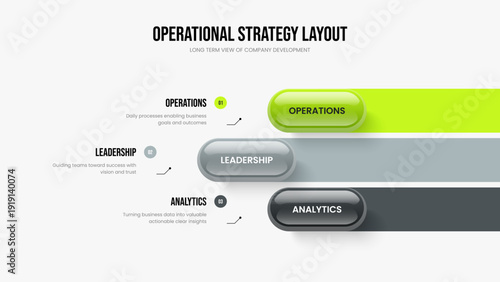 Creative Briefing Slideshow Template Vector Illustration. Business Campaign 3 Element Diagram Slide Design. Corporate Showcase Three Step Infographic Frame Layout.