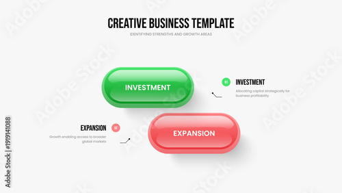 Service Plan Two Element Diagram Slideshow Layout. Modern Showcase 2 Option Infographic Frame Template. Business Planning Presentation Design Vector Illustration.