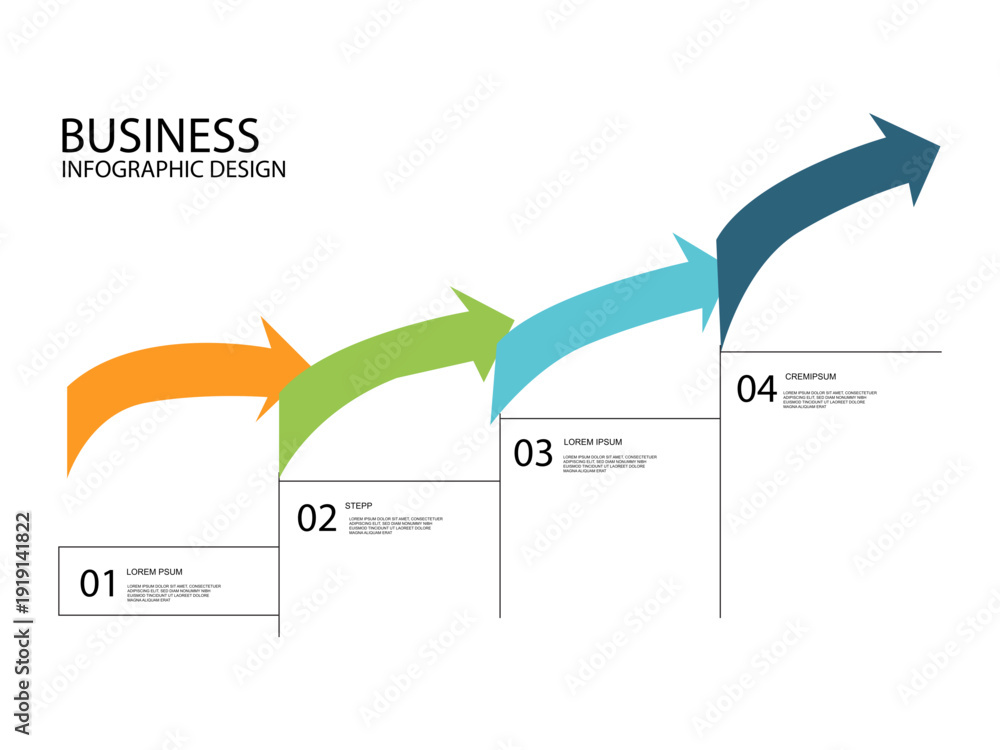 Ταπετσαρία Business infographic design with ascending arrows and numbered steps