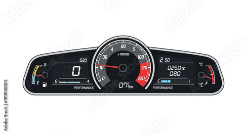 Car Dashboard Speedometer Display.