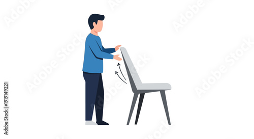 Man Assembling Modern Chair with Instructions.