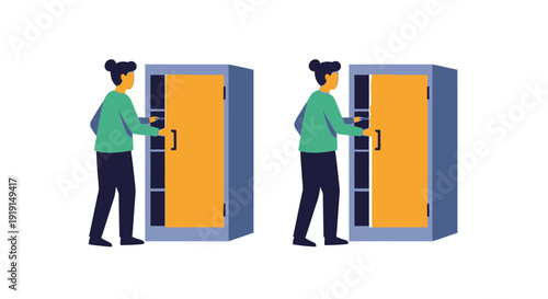 Man Standing Near Locker Opening Door.