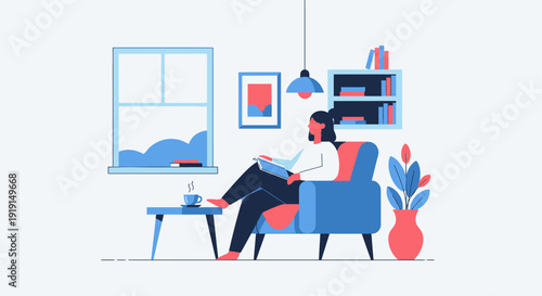 Woman Sitting in Armchair Using Laptop.