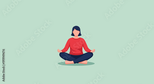 Woman Sitting in Lotus Position Meditating.