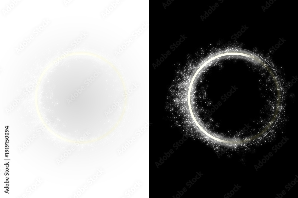 Φωτογραφία glowing particle circle, light dust, twirl design element, isolated on transpare