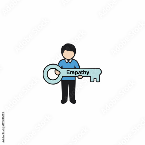 Person Holding a Key with the Word Empathy Written On It Against a White Background